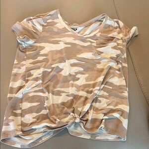 SO Tan and White Camo V-Neck Tee